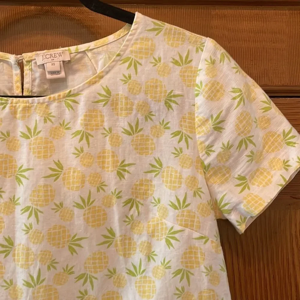 J. Crew Pineapple Print Linen Top XS